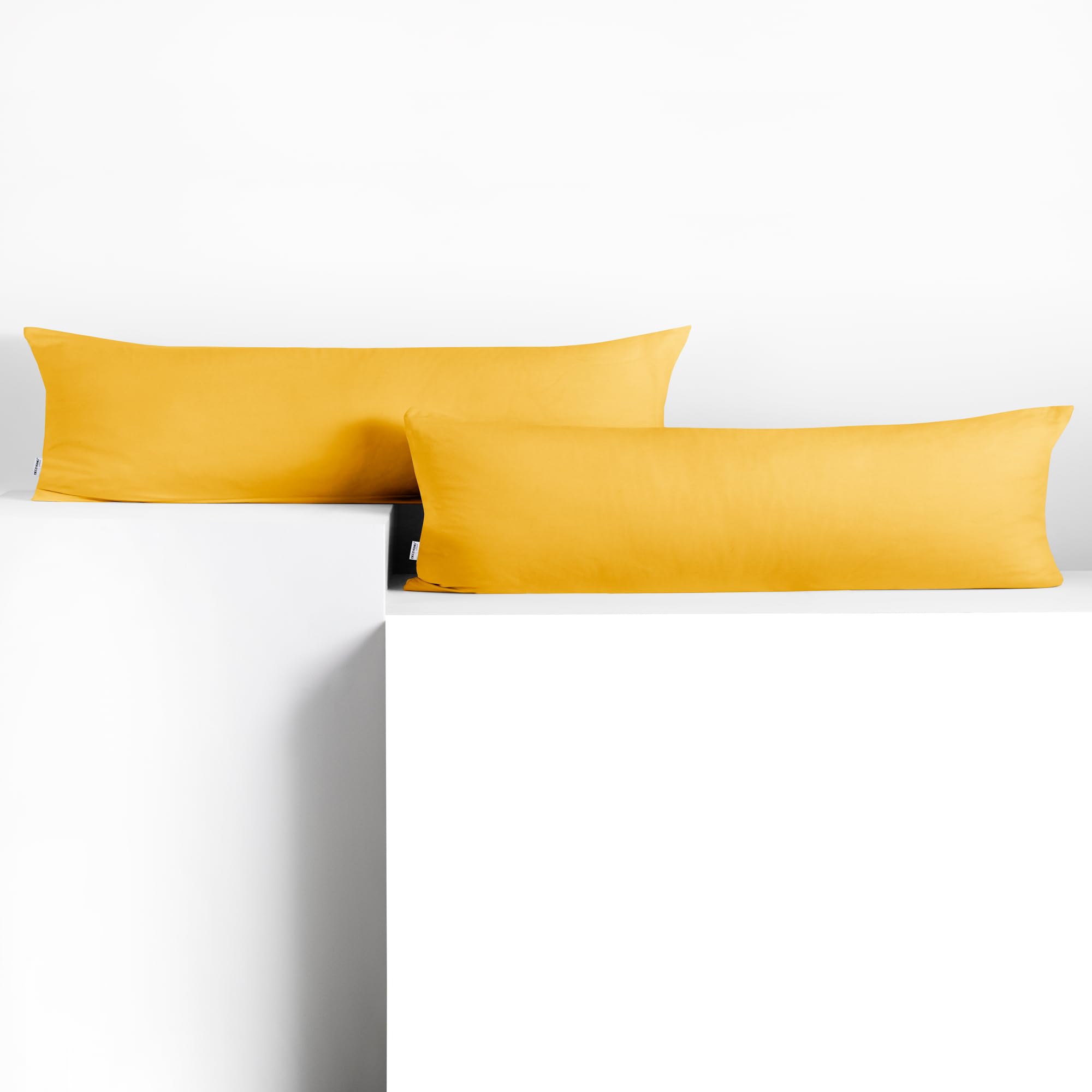 DecoKing 2 Pillowcases 20 x 145 cm Jersey 100% Combed Cotton Zip Yellow Amber