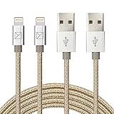 Aonsen 2Pack 3FT Charging Cable Cord Nylon Braided 8 Pin to USB Lightning Cable Charger Cord for iPhone 7/SE/5/5s/6/6s/6 Plus,iPad Air/Mini,iPod,Compatible with iOS10(Gold-Sliver)