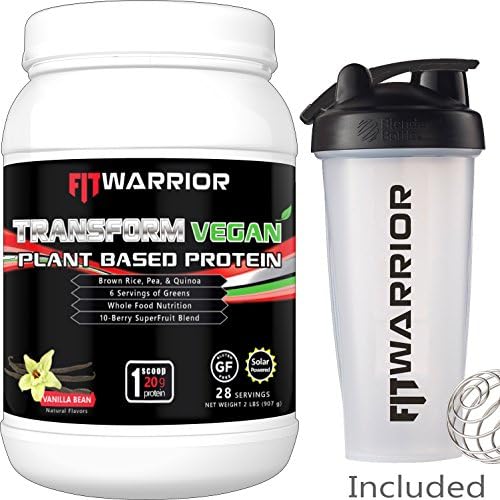 Transform Vegan Protein Powder, 20g Protein [Vanilla Bean], 2 Pound, 28 Serving, RAW, Non-GMO, Natural Plant-Based from Quinoa, Pea, Brown Rice - Low Carb, NO Sugar - No Dairy, Gluten or Soy