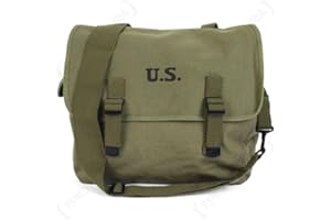 MILITARIA STUFFS U.S. WW2 M1936 Musette Bag w/Shoulder Strap,WWII Shoulder Messenger Bag, Vintage Tactical Bags Military Crossbody Haversack