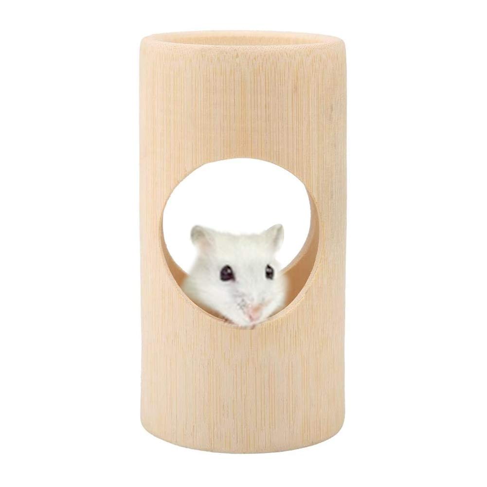 Hamster Tunnel, Natural Bamboo Tube Small Animals Hideout Exercise Chew Toy for Ferret Guinea Pig Gerbil Rat Mouse Mice Dwarf Hamster Syrian Hamster(L)