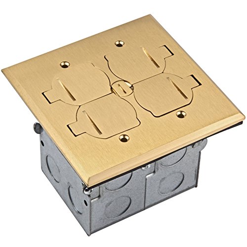 topgreener 705549 2 Gang rectangular caja, para suelo con tapa montaje y 20 A Tamper/Resistente a la intemperie – Receptáculo dúplex UL Listed