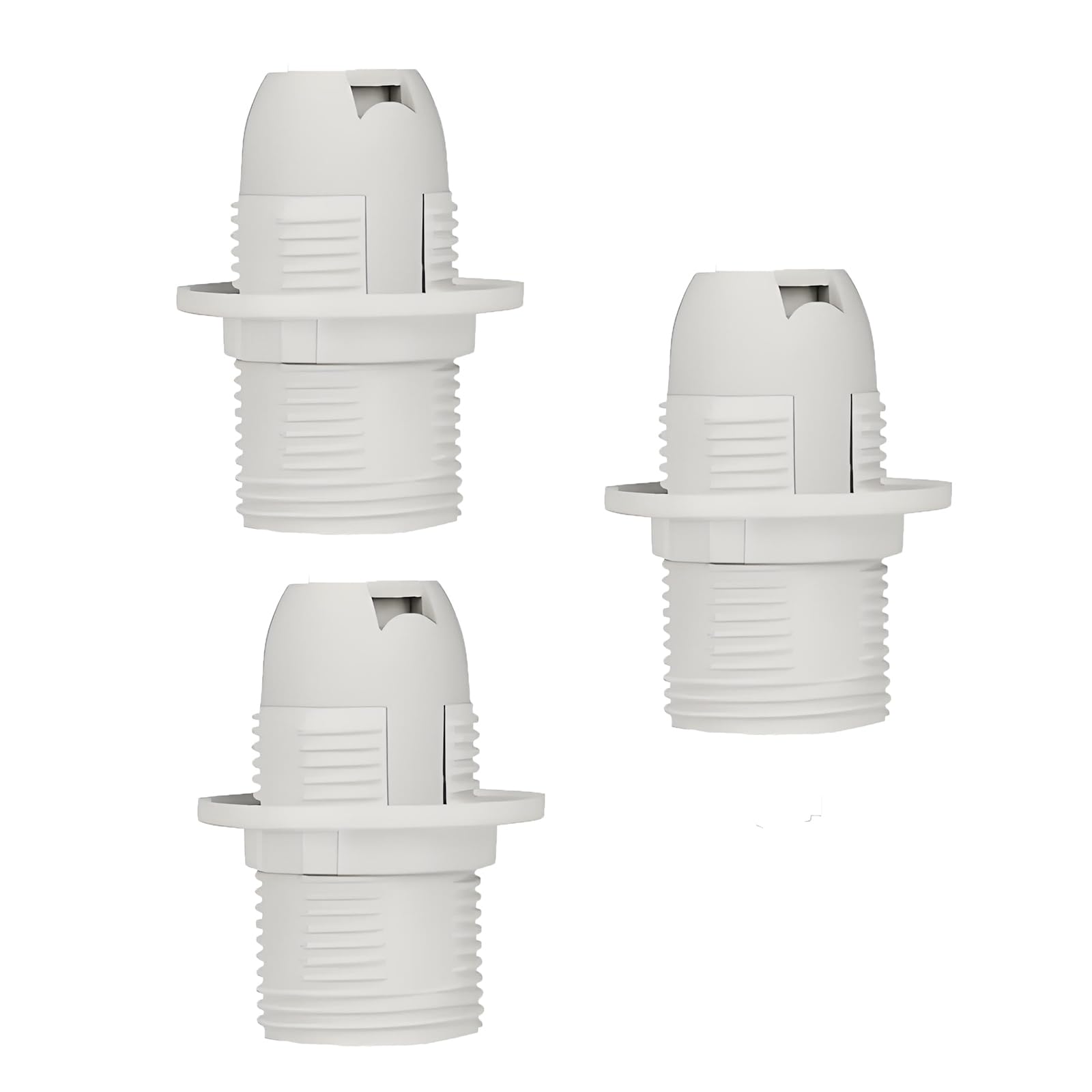 FINELED Small Edison Screw E14 Lamp Holder,3 Pack Plastic Shell E14 Pendant Socket & Lampshade Collar Ring (White)