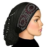 Royal Snood Ruched Hijab Cap with Rhinestones
