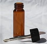 Amber Glass Snuff Vial Telescoping Telescopic Spoon Spice Bullet Snorter Bottle (1)