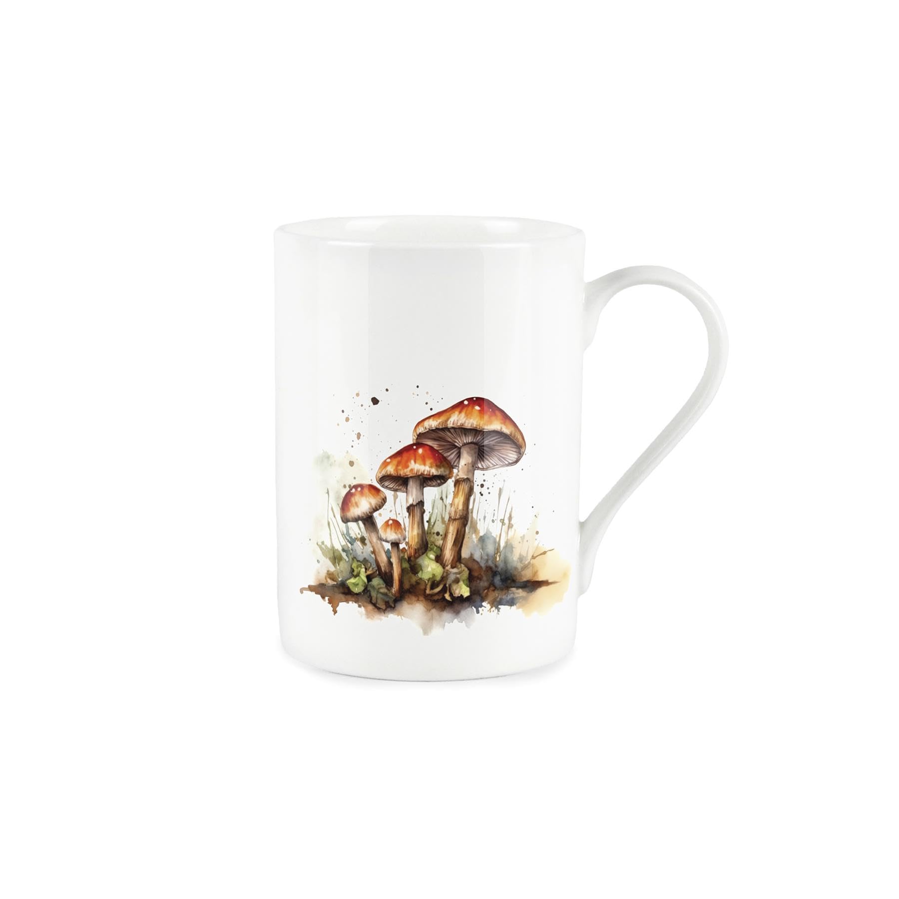 Purely Home Mushroom Mug - Wild Red Cap Mushrooms - Bone China White Mug Coffee/Tea Present Gift