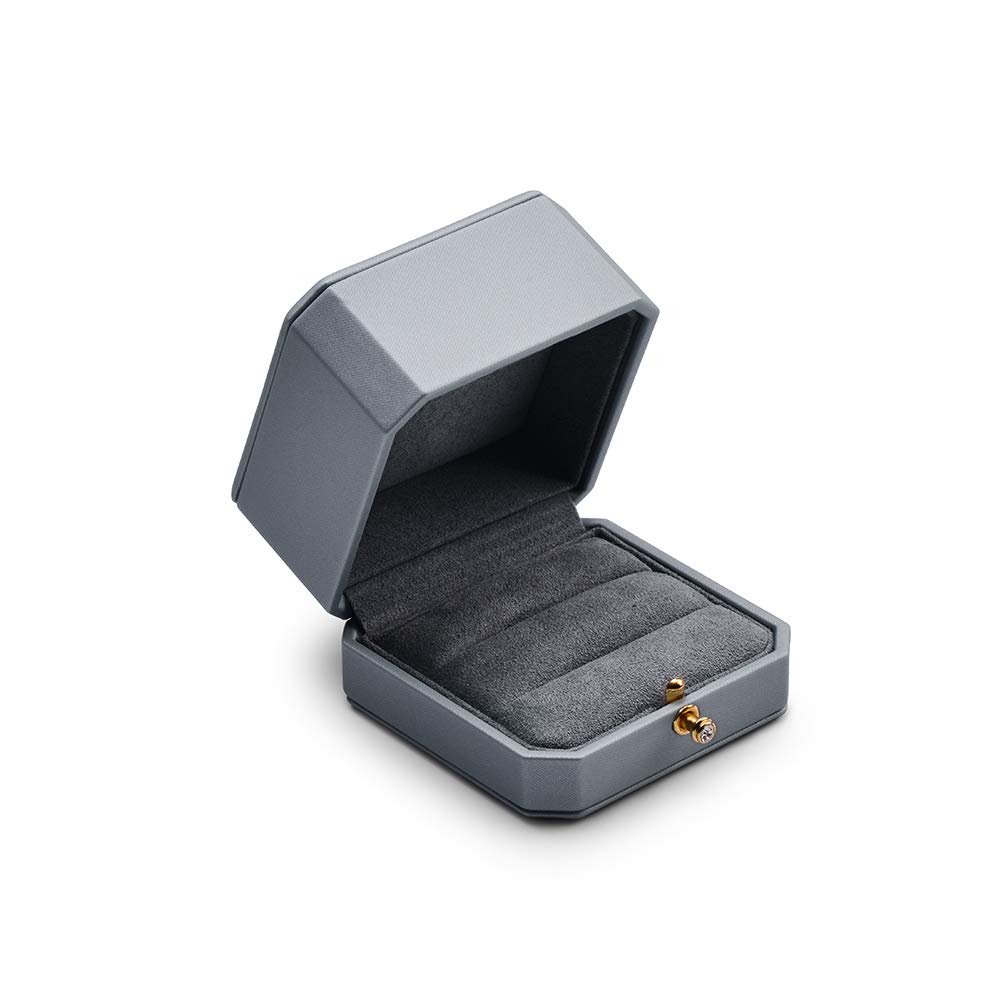 Oirlv Double Ring Box PU Leather Double Ring Box for Engagement Wedding Christmas Anniversary Valentine's Day