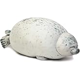 EHOTONG Cute Blob Seal Pillow, Chubby Seal Plush Hug Pillow Soft Stuffed Animal Toy (White, 15")