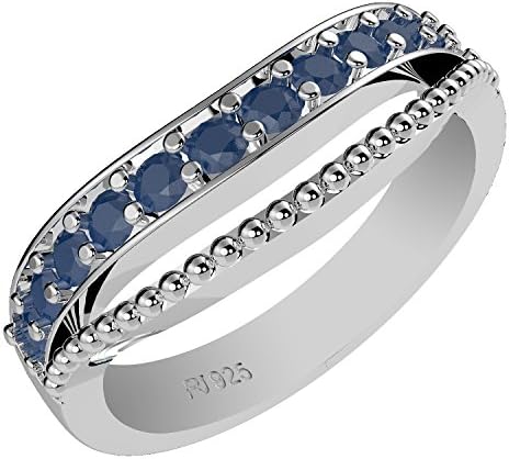 0.40ctw,Genuine Sapphire 1.50x1.50mm Round & Solid .925 Sterling Silver Rings