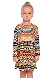 Arshiner Little Girls Long Sleeve Sundress Chevron Printed A-line Skater Christmas Dress