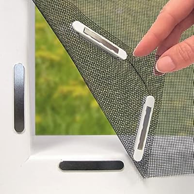 Zanzariera con innovativo fissaggio magnetico | Zanzariera tagliabile individualmente fino a 150 x 130 cm, senza forare o avvitare | fissaggio della zanzariera con 16 magneti [nero]