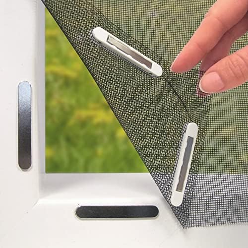 Zanzariera con innovativo fissaggio magnetico | Zanzariera tagliabile individualmente fino a 150 x 130 cm, senza forare o avvitare | fissaggio della zanzariera con 16 magneti [nero]