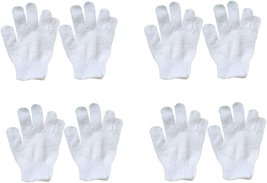 Healifty 8Pcs White Exfoliating Bathing Gloves Soft Nylon Wash Mitts