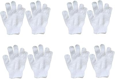 Healifty 8Pcs White Exfoliating Bathing Gloves Soft Nylon Wash Mitts