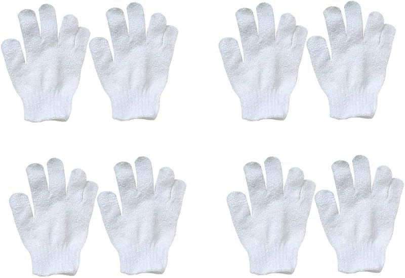 Healifty 8Pcs White Exfoliating Bathing Gloves Soft Nylon Wash Mitts