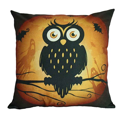 Alisy Halloween Throw Pillows, Pumpkin Bat Scarecrow Ghost Black Cat Cushion Covers Lumbar Pillowases for Sofa Bed Home Garden Outdoor Decor