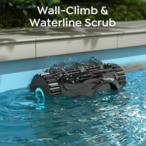 C1 Cordless Pool Cleaner Robot – 180 Mins Run Time, Triple-Motor Powerful Suction, Wall & Waterline Cleaning, Smart APP Navigation, Dual-Layer Filtration for Inground Pools up to 150㎡ (Onyx)