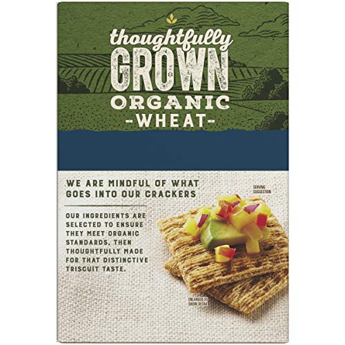 TRISCUIT ORGANIC ORIGINAL WHOLE GRAIN WHEAT CRACKERS, ORGANIC CRACKERS, VEGAN SNACKS, LUNCH SNACKS, 7 OZ