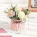Artificial Hydrangea Flower Potted Artificial Plants,Hydrangea Silk Flowers with Ceramic Geometric Planter,Artificial Flower Bonsai for Living Room, Desk,Office, Shelf Decor(Pink)