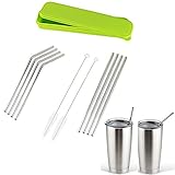 Accmor 18/8 Stainless Steel Straw, Reusable Metal Drinking Straws for 20 Oz Yeti Tumbler Rambler Cups (Length:8.5 in, OD:0.24 in, 4 Straight 4 Bend, 2 Clean Brushes & Storge Box)