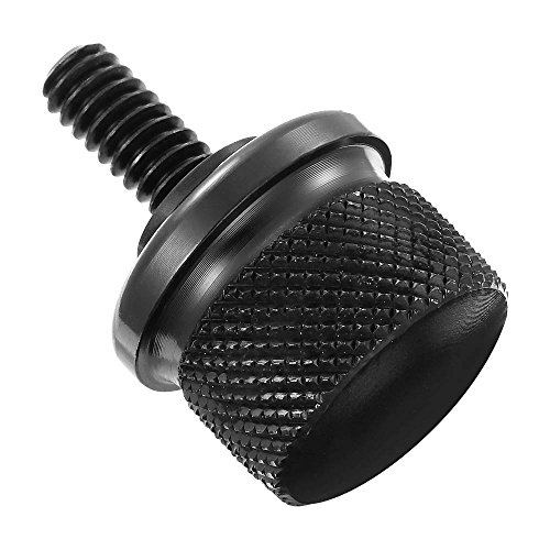 ClipsOne 2 PCS Black Billet Aluminum Knurled Rear Seat Bolt Screw for Harley Davidson Motorcycles 1996-2016