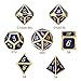 DnDnD Heavy Polyhedral Metal Dice Set with Metal Box, 7-die Shiny Blue Surface with Golden Number for RPG,Dungeons and Dragons,Pathfinder,Shadowrun,D&D,Role Palying Game and Math Teaching