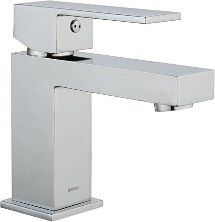 Keewi Premium Solid Modern Brass Bathroom Faucet Chrome Single