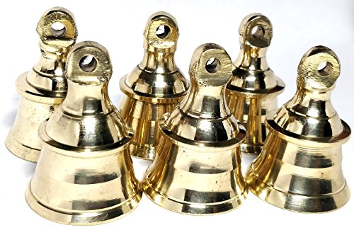 AzKrafts Decorative Indian Brass Bells Heavy Duty Solid Brass 1.6 inch, 2 inch, 2.3 inch and 2.6 inch Bells (1.6 inch, 6 pack) - Thumbnail 5