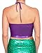 Sidecca Metallic Mermaid Costume Wet Look Halter Cropped Top (Small, Textured Purple)