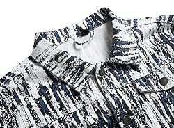 LAMKUKU Mens Denim Jacket Ripped Slim Jean Jacket