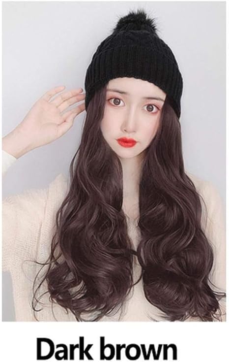 Amazon Co Jp ファッション女性ニット帽子野球帽かつらストレートロングヘアビッグウェーブカーリーヘアエクステンション女の子ベレー帽新しいデザインシミュレーションヘア ホーム キッチン