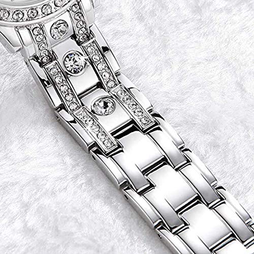 YOSIMI Women Watches Quartz Waterproof Silver Steel Bracelet Luminous Sapphire