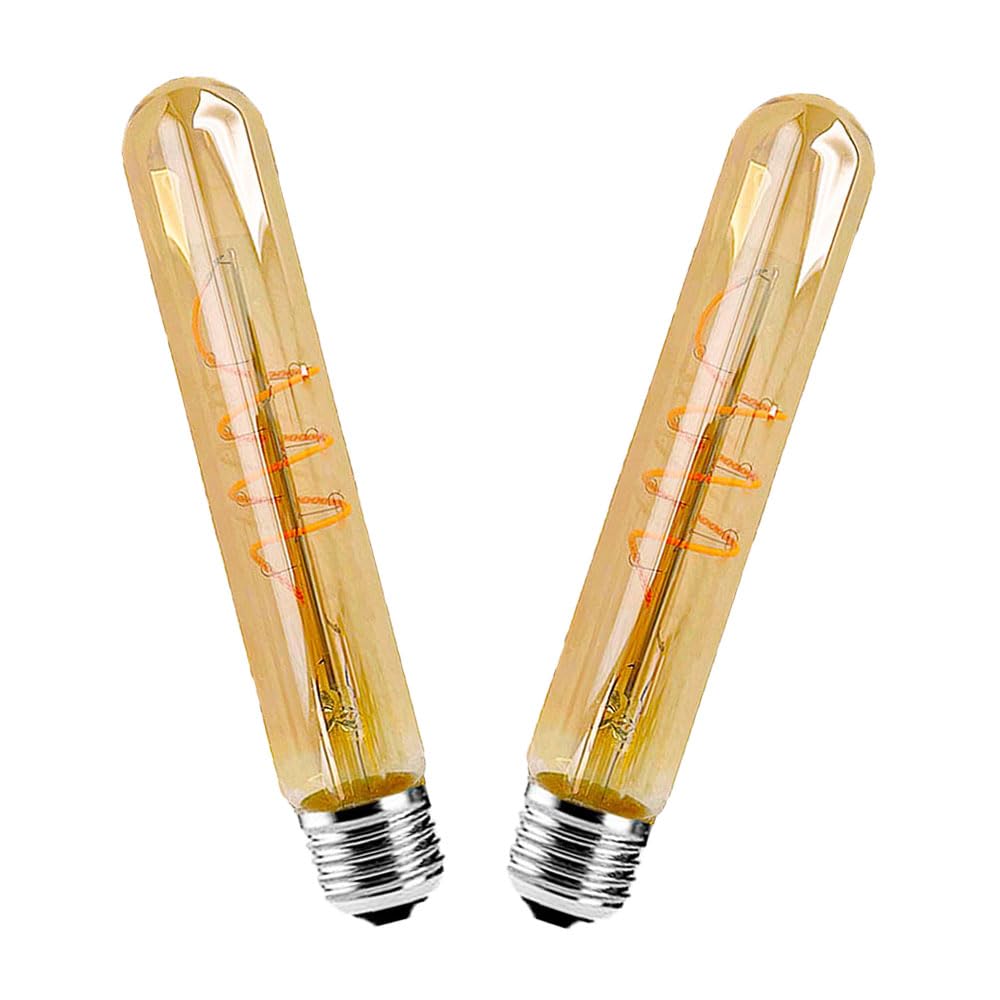 ZRJIA 2 Pack E27 6w LED Filament Vintage Retro Bulb Tube T30-185mm,Industrial Antique Edison E27 600lm Warm White 2700k,AC230V, No Flicker, Not Dimmable Decorative Bulb