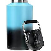 GAGANIU Insulated Water Bottle, 1 Gallon Jug with Handle, 128 oz Stainless Steel Large Water Bottle Wide Mouth Double Vacuum for Hot & Cold Drinks, Gradient Blue