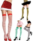 Music Legs Women's Opaque Striped Thigh Highs