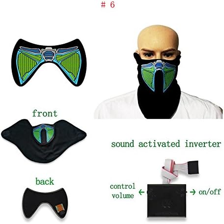 LED Costume Mask Sound Activated,Luminous Cosplay Light Up Party Cyber Rave Mask For Halloween Music Club Festivals Christmas Gifts Birthday Parties (12)