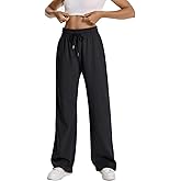 Auriviz Womens High Waisted Drawstring Sweatpants Straight Leg Pants Side Hidden Pockets Sweat Pants 30‘’ Inseam