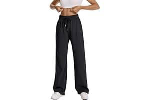 Auriviz Womens High Waisted Drawstring Sweatpants Straight Leg Pants Side Hidden Pockets Sweat Pants 30‘’ Inseam