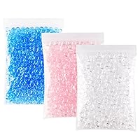 LEOBRO Fishbowl Beads for Crunchy Slime, 3 Pack Plastic Beautiful Color Vase Filler Beads for Homemade Slime, 7mm/0.28 inch Clear Fishbowl Beads for Slime DIY Craft ((180g/6.35 Ounces)