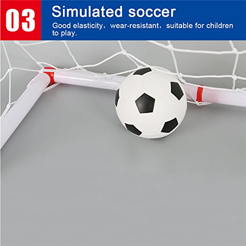 Pannow Mini Folding Football Soccer Ball Goal Post Net Set, Plastic Indoor Outdoor Soccer Multi-Sport Net with Hand Pump for Kids Sport Home Game Soccer Toy - Thumbnail 3