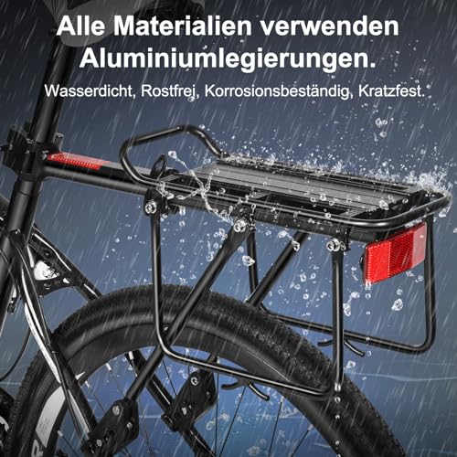 Toptrek Pannier Rack Mountain Bike for 24-29 Inch Bicycle, Universal Aluminium Alloy Pannier Rack, Load Capacity at Least 50 kg, Bicycle Rear Pannier Rack for MTB, Road Bike, EBike