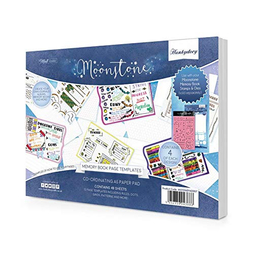 Hunkydory Moonstone - Memory Book A5 Printed Page Templates - 48 Sheets - 12 Designs
