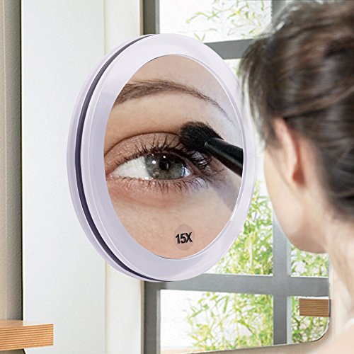 15X Magnifying Mirror with 3 Mounting Suction Cups Use for (15x