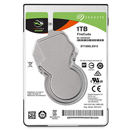 Seagate FireCuda 1TB Solid State Hybrid Drive Performance SSHD - 2.5 Inch SATA 6GB/s Flash Accelerated for Gaming PC Laptop - Frustration Free Packaging (ST1000LX015)