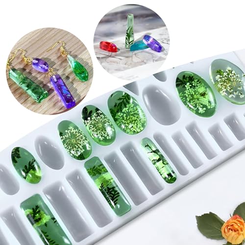 Silicone Mold for Stud Earrings with 41 Matching Shapes, Epoxy Resin Molds Earrings Flowers Halloween Sea Animals, for Creating Pendants, Earrings and Handmade Jewelry