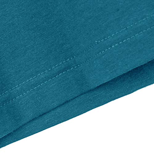 Invug Women Short Sleeve T Shirt and Shorts Pajamas Sleepwear Set Loungewear Peacock Blue L