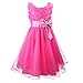 Acecharming Flower Girl Dress 3D Rose Bow-Knot Toddler Wedding Pageant Party Sleeveless Tulle Tutu Dress for Girls 3-16 Years