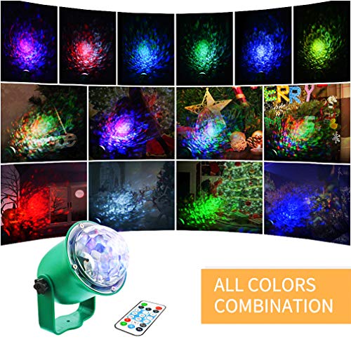 Urijk Christmas Light Projector, Water Wave Decoration Outdoor Tree Light, RGBW 14 Color Modes Flame Fire LED Projector, Ripple Effect Waterproof Garden Light with Remote for Home, Landscape, Party