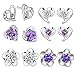 12 Pieces Small Cute Simple Post Stud Earrings Set for Girls Kids Silver Tone Mix and Match