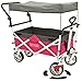 Creative Outdoor Folding Stroller Wagon for Kids & Cargo - Seat Belts - Adjustable Handle - Removable Canopy - Collapsible Utility Cart for Camping, Beach, Park & Outdoor Parties - Hot Pink